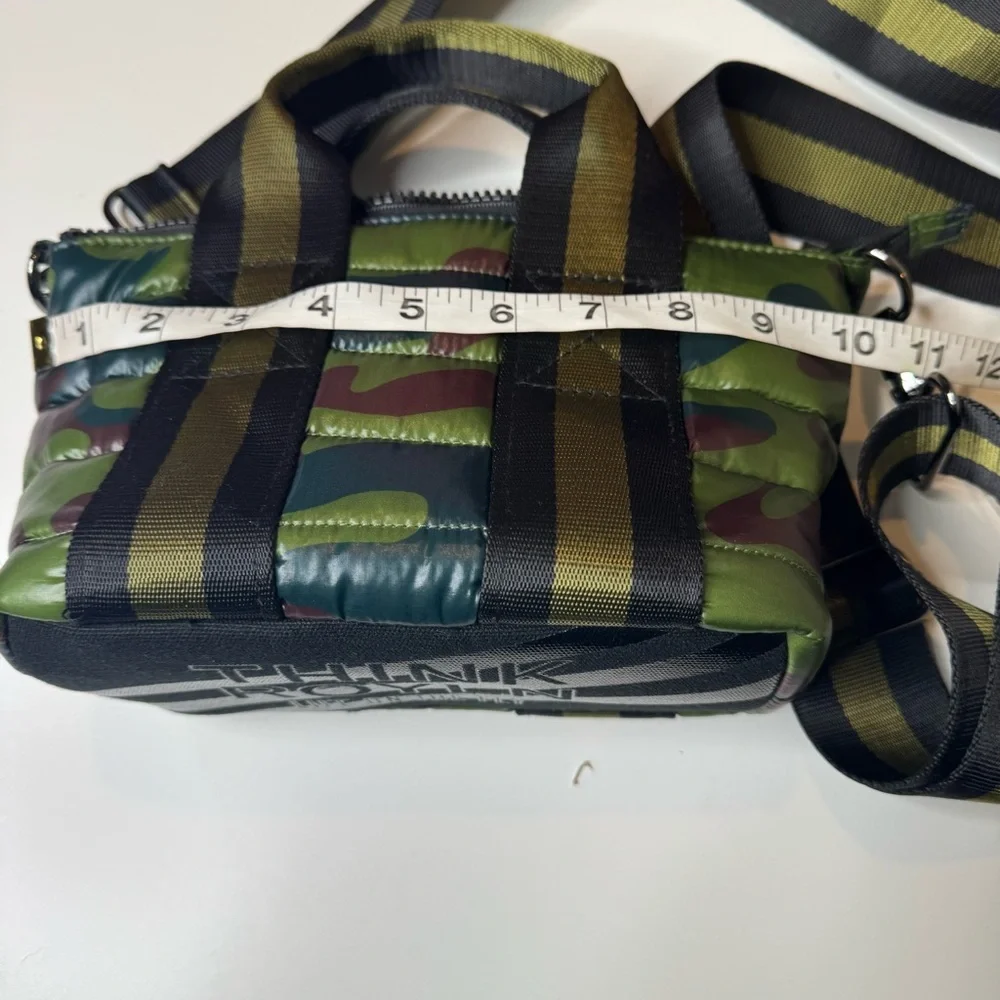 THINK ROYLN Think R LIL MAMA Camo Puffer Mini Tote Crossbody Green Black NWOT